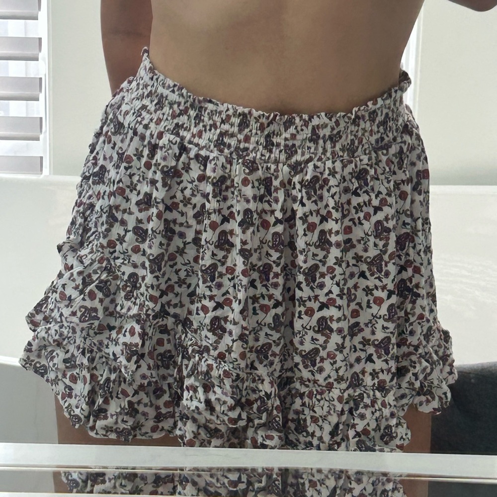 Angie Floral Mini Skirt - Black, Red, White